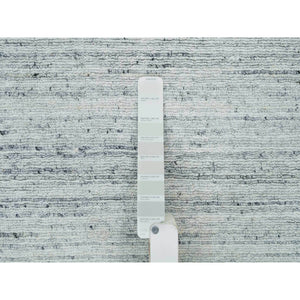 8'x8' Ash Gray, Modern Striae Design, Tone on tone, Soft Pile, Natural Wool, Hand Loomed, Square Oriental Rug FWR395028