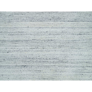 8'x8' Ash Gray, Modern Striae Design, Tone on tone, Soft Pile, Natural Wool, Hand Loomed, Square Oriental Rug FWR395028