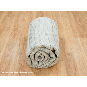8'x8' Ash Gray, Modern Striae Design, Tone on tone, Soft Pile, Natural Wool, Hand Loomed, Square Oriental Rug FWR395028