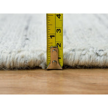 Load image into Gallery viewer, 8&#39;x8&#39; Ash Gray, Modern Striae Design, Tone on tone, Soft Pile, Natural Wool, Hand Loomed, Square Oriental Rug FWR395028