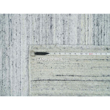 Load image into Gallery viewer, 8&#39;x8&#39; Ash Gray, Modern Striae Design, Tone on tone, Soft Pile, Natural Wool, Hand Loomed, Square Oriental Rug FWR395028