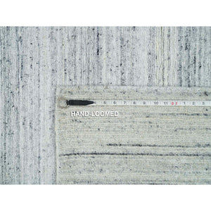 8'x8' Ash Gray, Modern Striae Design, Tone on tone, Soft Pile, Natural Wool, Hand Loomed, Square Oriental Rug FWR395028