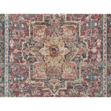 Load image into Gallery viewer, 3&#39;10&quot;x6&#39; Wine Red, Hand Knotted, Heriz Revival, Extra Soft Wool, Plush And Lush Soft Pile, Natural Dyes, Oriental Rug FWR395076