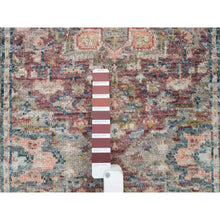 Load image into Gallery viewer, 2&#39;6&quot;x11&#39;9&quot; Rosewood Red with Gainsboro, Heriz Revival, Extra Soft Wool, Soft and Vibrant Pile, Hand Knotted, Runner Oriental Rug FWR395094