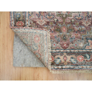 2'7"x7'10" Tuscan Red With Owl Gray, Natural Dyes, 100% Wool, Heriz Revival, Plush And Lush Pile, Hand Knotted, Runner Oriental Rug FWR395100