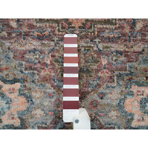 2'7"x7'10" Tuscan Red With Owl Gray, Natural Dyes, 100% Wool, Heriz Revival, Plush And Lush Pile, Hand Knotted, Runner Oriental Rug FWR395100