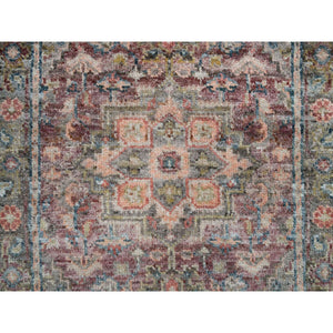 2'7"x7'10" Tuscan Red With Owl Gray, Natural Dyes, 100% Wool, Heriz Revival, Plush And Lush Pile, Hand Knotted, Runner Oriental Rug FWR395100