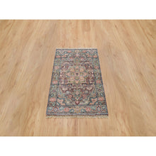Load image into Gallery viewer, 2&#39;x3&#39; Sangria Red, Tone On Tone, Extra Soft Wool, Heriz Revival, Plush And Lush Soft Pile, Hand Knotted, Mat Oriental Rug FWR395106