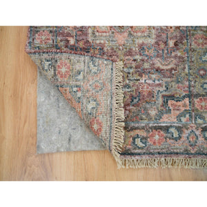 2'x3'1" Wine Red, Organic Wool, Heriz Revival, Hand Knotted, Soft to the Touch Pile, Mat Oriental Rug FWR395118
