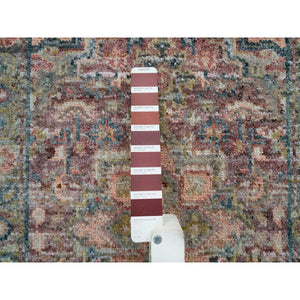 2'x3'1" Wine Red, Organic Wool, Heriz Revival, Hand Knotted, Soft to the Touch Pile, Mat Oriental Rug FWR395118