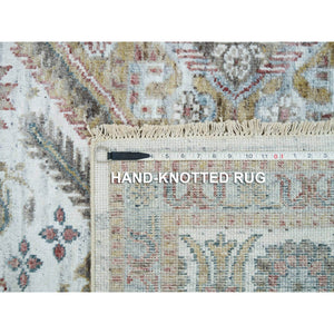 8'10"x11'10" Vista White, Shiraz Reimagined, Organic Wool, Hand Knotted, Natural Dyes, Unique Flower Rosettes Border Design, Thick And Plush, Sustainable Oriental Rug FWR395136