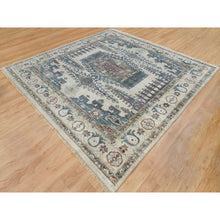 Load image into Gallery viewer, 9&#39;8&quot;x10&#39; Winter White Soft Tones, Thick And Plush Soft Pile,  Hand Knotted, 100% Wool, Reimagined Persian Viss Design, Square Oriental Rug  FWR395142