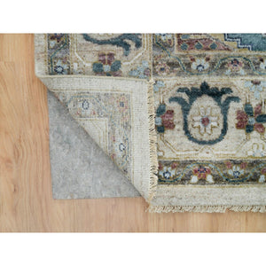 9'8"x10' Winter White Soft Tones, Thick And Plush Soft Pile,  Hand Knotted, 100% Wool, Reimagined Persian Viss Design, Square Oriental Rug  FWR395142