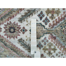 Load image into Gallery viewer, 8&#39;x8&#39; Pearl White, Natural Dyes, Soft And Vibrant Pile, Hand Knotted, Pure Wool, Unique Flower Rosettes Border Design, Shiraz Reimagined, Round Sustainable Oriental Rug FWR395154