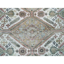 Load image into Gallery viewer, 8&#39;x8&#39; Pearl White, Natural Dyes, Soft And Vibrant Pile, Hand Knotted, Pure Wool, Unique Flower Rosettes Border Design, Shiraz Reimagined, Round Sustainable Oriental Rug FWR395154