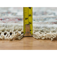 Load image into Gallery viewer, 8&#39;x8&#39; Pearl White, Natural Dyes, Soft And Vibrant Pile, Hand Knotted, Pure Wool, Unique Flower Rosettes Border Design, Shiraz Reimagined, Round Sustainable Oriental Rug FWR395154