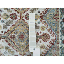 Load image into Gallery viewer, 2&#39;6&quot;x14&#39;1&quot; Swan White, Hand Knotted, All Wool, Shiraz Reimagined Unique Flower Rosettes Border Design, Soft And Vibrant Pile, Xl Runner, Vegetable Dye, Sustainable, Oriental Rug FWR395190