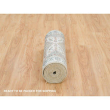 Load image into Gallery viewer, 2&#39;6&quot;x14&#39;1&quot; Swan White, Hand Knotted, All Wool, Shiraz Reimagined Unique Flower Rosettes Border Design, Soft And Vibrant Pile, Xl Runner, Vegetable Dye, Sustainable, Oriental Rug FWR395190