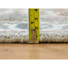 Load image into Gallery viewer, 2&#39;6&quot;x14&#39;1&quot; Swan White, Hand Knotted, All Wool, Shiraz Reimagined Unique Flower Rosettes Border Design, Soft And Vibrant Pile, Xl Runner, Vegetable Dye, Sustainable, Oriental Rug FWR395190