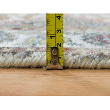 Load image into Gallery viewer, 2&#39;7&quot;x8&#39; Lexicon White, Extra Soft Wool, Plush And Lush, Natural Dyes, Unique Flower Rosettes Border Design, Shiraz Reimagined, Hand Knotted, Runner Sustainable Oriental Rug FWR395196