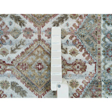 Load image into Gallery viewer, 2&#39;6&quot;x9&#39;9&quot; Anti-flash White, Shiraz Reimagined, Unique Flower Rosettes Border Design, Hand Knotted, Natural Dyes, Organic Wool, Soft Pile, Runner Sustainable Oriental Rug FWR395202