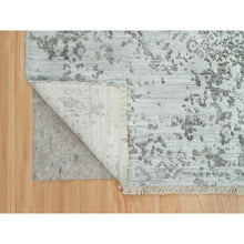 Load image into Gallery viewer, 8&#39;x10&#39;2&quot; Chrome And Battleship Gray, Broken And Erased Persian Design, Hand Knotted, Wool And Silk, Oriental Rug FWR395232