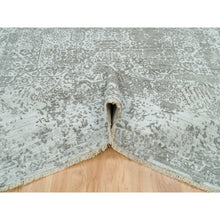 Load image into Gallery viewer, 8&#39;x10&#39;2&quot; Chrome And Battleship Gray, Broken And Erased Persian Design, Hand Knotted, Wool And Silk, Oriental Rug FWR395232