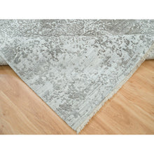 Load image into Gallery viewer, 8&#39;x10&#39;2&quot; Chrome And Battleship Gray, Broken And Erased Persian Design, Hand Knotted, Wool And Silk, Oriental Rug FWR395232
