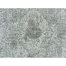 Load image into Gallery viewer, 8&#39;x10&#39;2&quot; Chrome And Battleship Gray, Broken And Erased Persian Design, Hand Knotted, Wool And Silk, Oriental Rug FWR395232