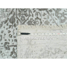 Load image into Gallery viewer, 8&#39;x10&#39;2&quot; Chrome And Battleship Gray, Broken And Erased Persian Design, Hand Knotted, Wool And Silk, Oriental Rug FWR395232