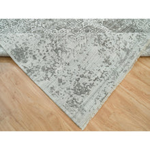 Load image into Gallery viewer, 9&#39;x12&#39; Gainsboro Grey, Wool And Silk, Hand Knotted, Broken And Erased Persian Design, Oriental Rug FWR395238