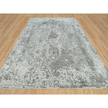 Load image into Gallery viewer, 10&#39;x14&#39; Gainsboro, Hand Knotted, Wool And Silk, Broken And Erased Persian Design, Oriental Rug FWR395244