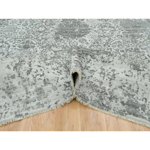 10'x14' Gainsboro, Hand Knotted, Wool And Silk, Broken And Erased Persian Design, Oriental Rug FWR395244