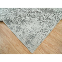 Load image into Gallery viewer, 10&#39;x14&#39; Gainsboro, Hand Knotted, Wool And Silk, Broken And Erased Persian Design, Oriental Rug FWR395244