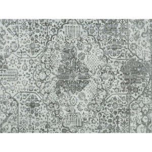 10'x14' Gainsboro, Hand Knotted, Wool And Silk, Broken And Erased Persian Design, Oriental Rug FWR395244