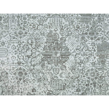 Load image into Gallery viewer, 12&#39;1&quot;x17&#39;10&quot; Chrome With Battleship Gray, Broken Persian Design, Hand Knotted, Wool And Silk, Oversized Oriental Rug FWR395250