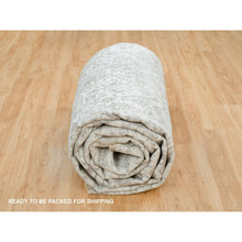 Load image into Gallery viewer, 12&#39;1&quot;x17&#39;10&quot; Chrome With Battleship Gray, Broken Persian Design, Hand Knotted, Wool And Silk, Oversized Oriental Rug FWR395250