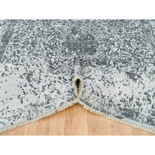 Load image into Gallery viewer, 9&#39;x12&#39;2&quot; Ice Gray And Black Coral, Hand Knotted, Wool And Silk, Broken And Erased Persian Design, Oriental Rug FWR395256