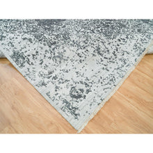 Load image into Gallery viewer, 9&#39;x12&#39;2&quot; Ice Gray And Black Coral, Hand Knotted, Wool And Silk, Broken And Erased Persian Design, Oriental Rug FWR395256