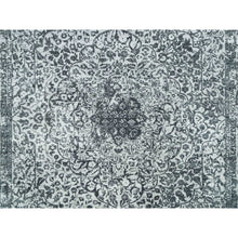 Load image into Gallery viewer, 9&#39;x12&#39;2&quot; Ice Gray And Black Coral, Hand Knotted, Wool And Silk, Broken And Erased Persian Design, Oriental Rug FWR395256