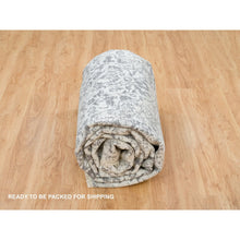 Load image into Gallery viewer, 9&#39;x12&#39;2&quot; Ice Gray And Black Coral, Hand Knotted, Wool And Silk, Broken And Erased Persian Design, Oriental Rug FWR395256