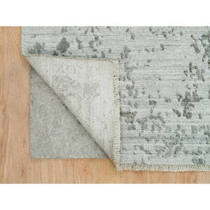 9'x12'1" Goose Gray, Broken Persian Design, Hand Knotted, Wool And Silk, Oriental Rug  FWR395262