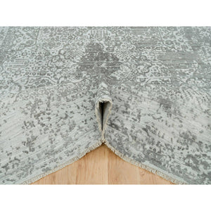 9'x12'1" Goose Gray, Broken Persian Design, Hand Knotted, Wool And Silk, Oriental Rug  FWR395262