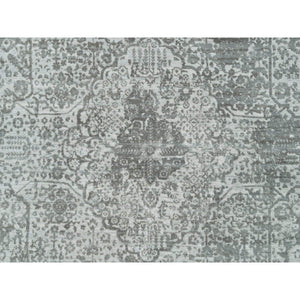 9'x12'1" Goose Gray, Broken Persian Design, Hand Knotted, Wool And Silk, Oriental Rug  FWR395262