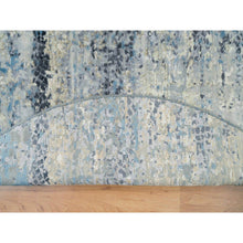Load image into Gallery viewer, 7&#39;x7&#39; Blue Gray, Hand Knotted, Wool And Silk, Modern Abstract With Mosaic Design, Natural Dyes, Round Oriental Rug FWR395274