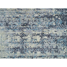 Load image into Gallery viewer, 7&#39;x7&#39; Blue Gray, Hand Knotted, Wool And Silk, Modern Abstract With Mosaic Design, Natural Dyes, Round Oriental Rug FWR395274