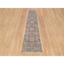 Load image into Gallery viewer, 2&#39;6&quot;x15&#39;8&quot; Sangria Red, Soft and Vibrant Pile, Vegetable Dyes, Pure Wool, Heriz Revival, Hand Knotted, XL Runner Oriental Rug FWR395298