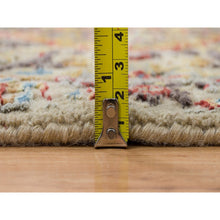 Load image into Gallery viewer, 2&#39;x3&#39; Khaki, Hand Knotted, The Sunset Rosettes With Soft Colors, Wool And Pure Silk, Mat Oriental Rug FWR395310