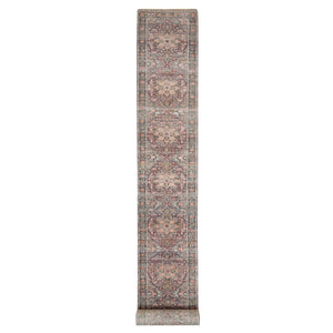 2'8"X23'10" Sangria Red, Hand Knotted, Pure Wool, Natural Dyes, Heriz Revival, Plush and Lush Soft Pile, XL Runner Oriental Rug FWR395334