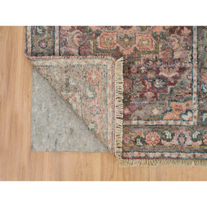 2'8"X23'10" Sangria Red, Hand Knotted, Pure Wool, Natural Dyes, Heriz Revival, Plush and Lush Soft Pile, XL Runner Oriental Rug FWR395334